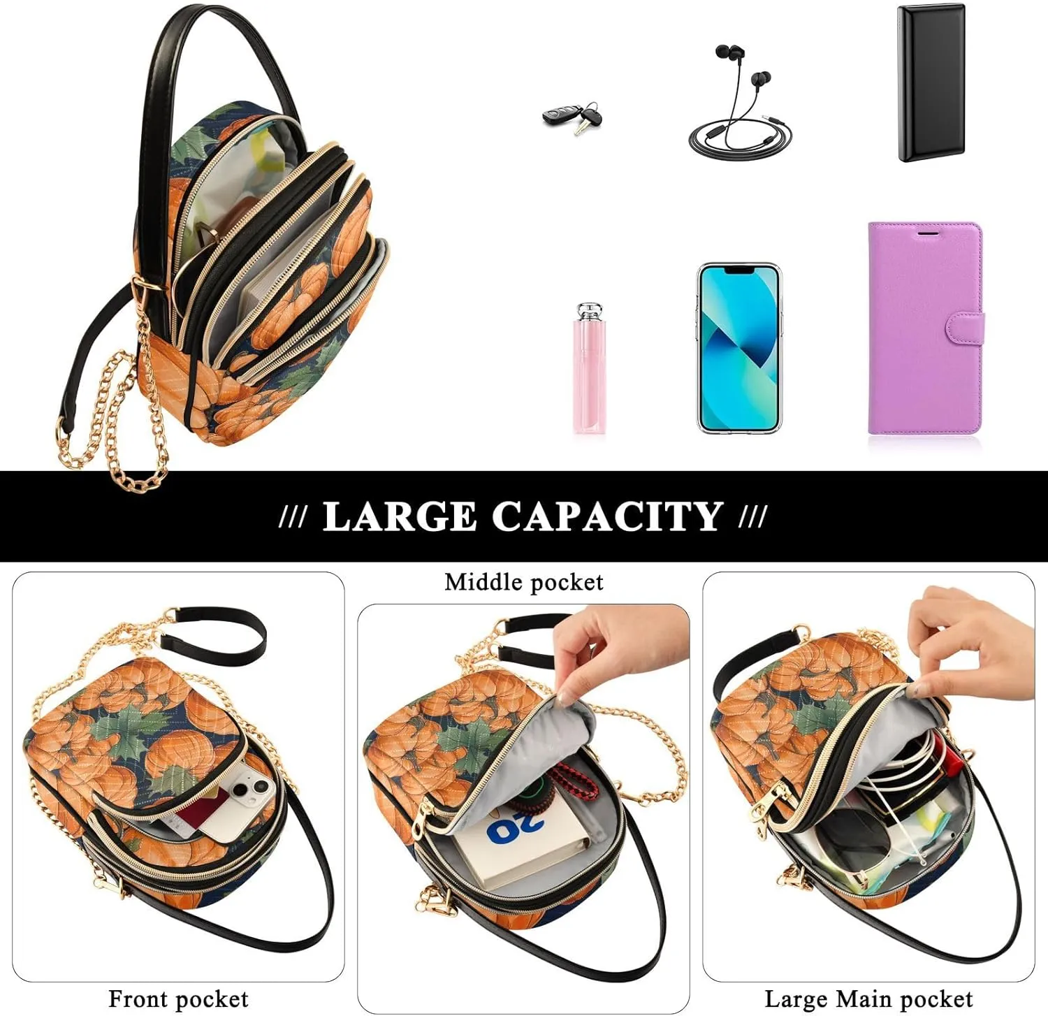 Colorful Succulents on a White Shoulder Bag, Womens Crossbody Travel Bag, Fall Crossbody Purse