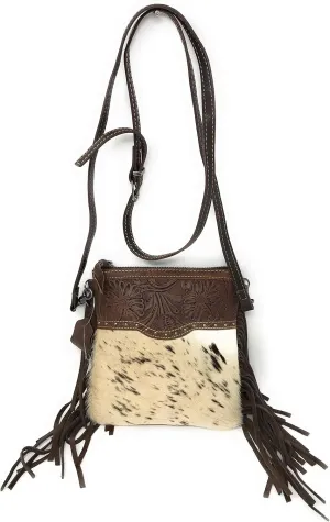 Concealed Carry Leather Western Floral Tool Cowhide Womens Fringe Clutch Crossbody in 2 colors