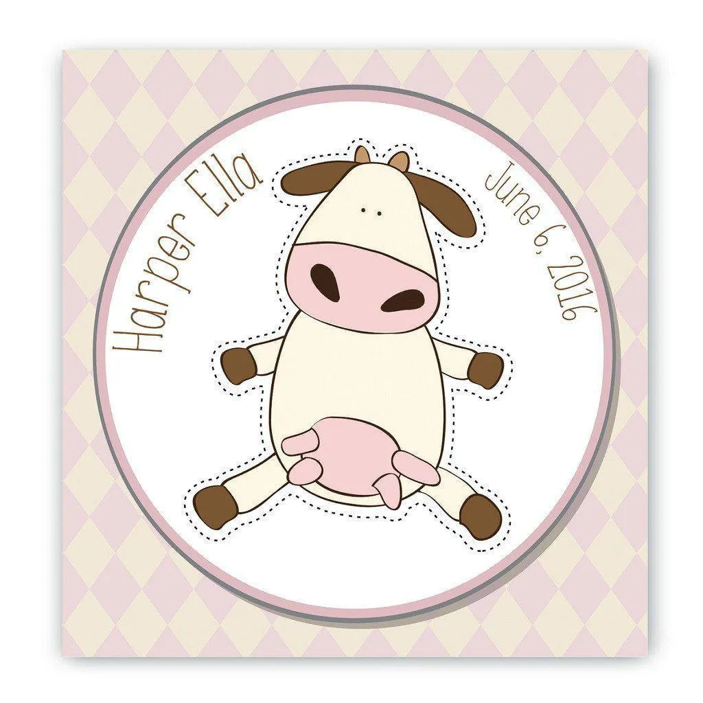 Cow Baby Nursery Personalized Canvas Sign