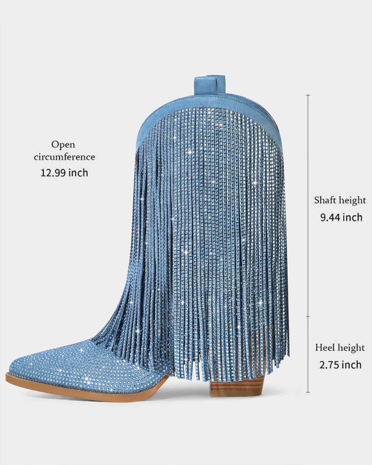 Cowboy Boots for Women - Cowgirl Western Rhinestone Sparkly Fringe Chunky Heel Pointed Toe Ankle Boots