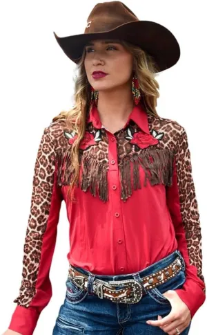 Cowgirl Tuff Western Shirt Womens L/S Button Fringe Specialty 100633