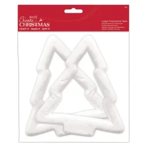 Create Christmas Make Your Own Large Polystyrene Trees, White, Pack of 2, Polystyrene Crafts for Home, School, and Christmas Projects, Craft Supplies for Kids and Adults, Decorate with Paper