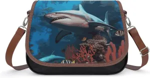 Crossbody Bags for Women Shoulder Bag Leather Handbag Submarine Shark Coral Messenger Bag Office Work Bags