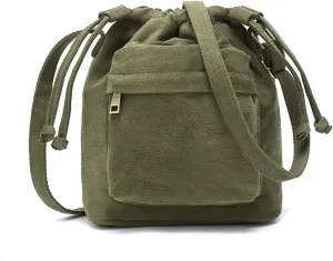 Crossbody Bags for Women Small Canvas Drawstring Bucket Purse Cute Little Boho Bag