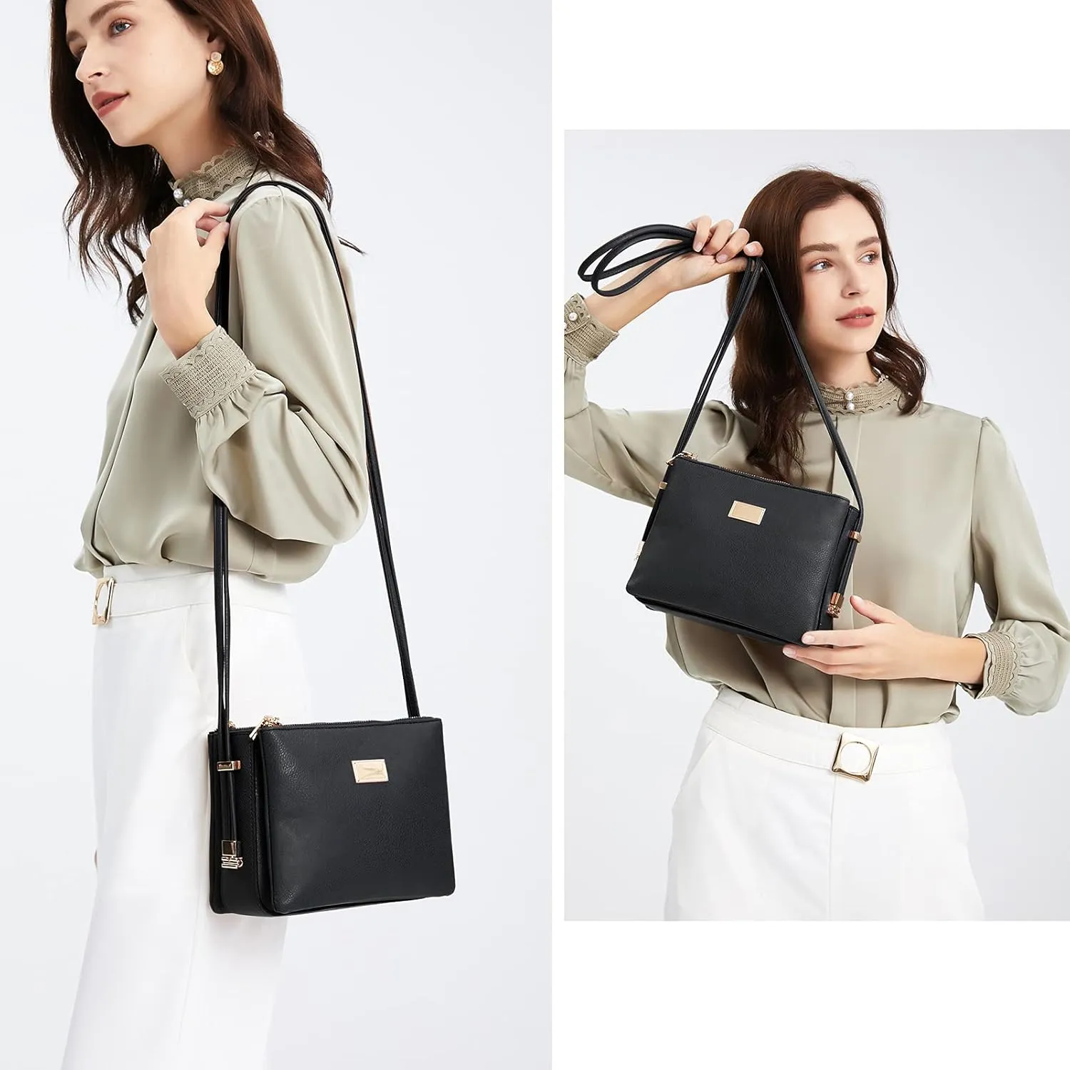 Crossbody Bags for Women Small Pu Leather Over the Shoulder Purses and Flap Cross Body Handbags with Multi Pockets…
