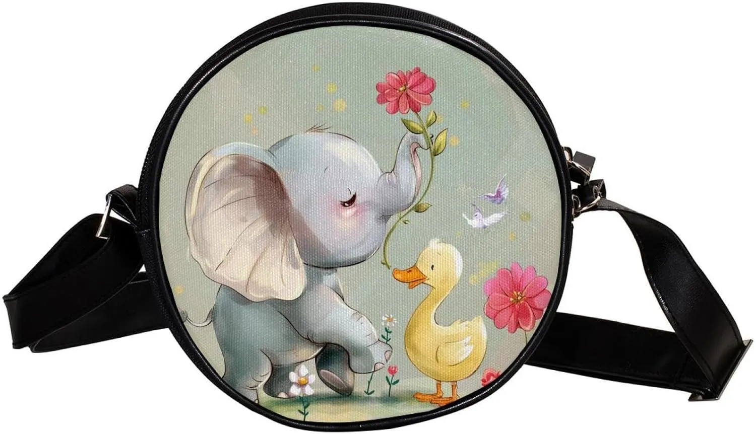 Crossbody Bags for Women,Crossbody Bag Men,Small Sling Bag,Flower Bush Rabbit and Elephant,Crossbody Purse