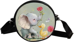 Crossbody Bags for Women,Crossbody Bag Men,Small Sling Bag,Flower Bush Rabbit and Elephant,Crossbody Purse