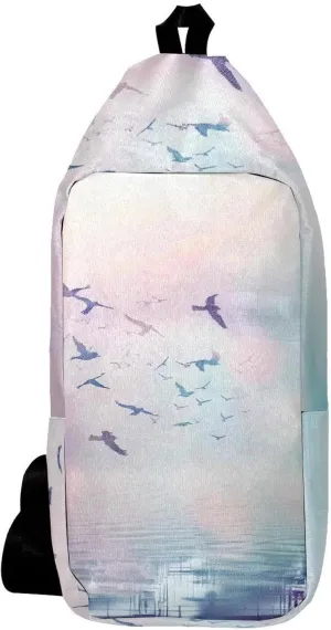 Crossbody Bags for Women,Crossbody Bag Men,Small Sling Bag,White Seagull Clouds Ocean,Crossbody Purse