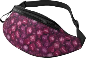 Crossbody Fanny Packs for Women Men - Onion purple print Running Belt Bag Travel Waist Bag for Women Men