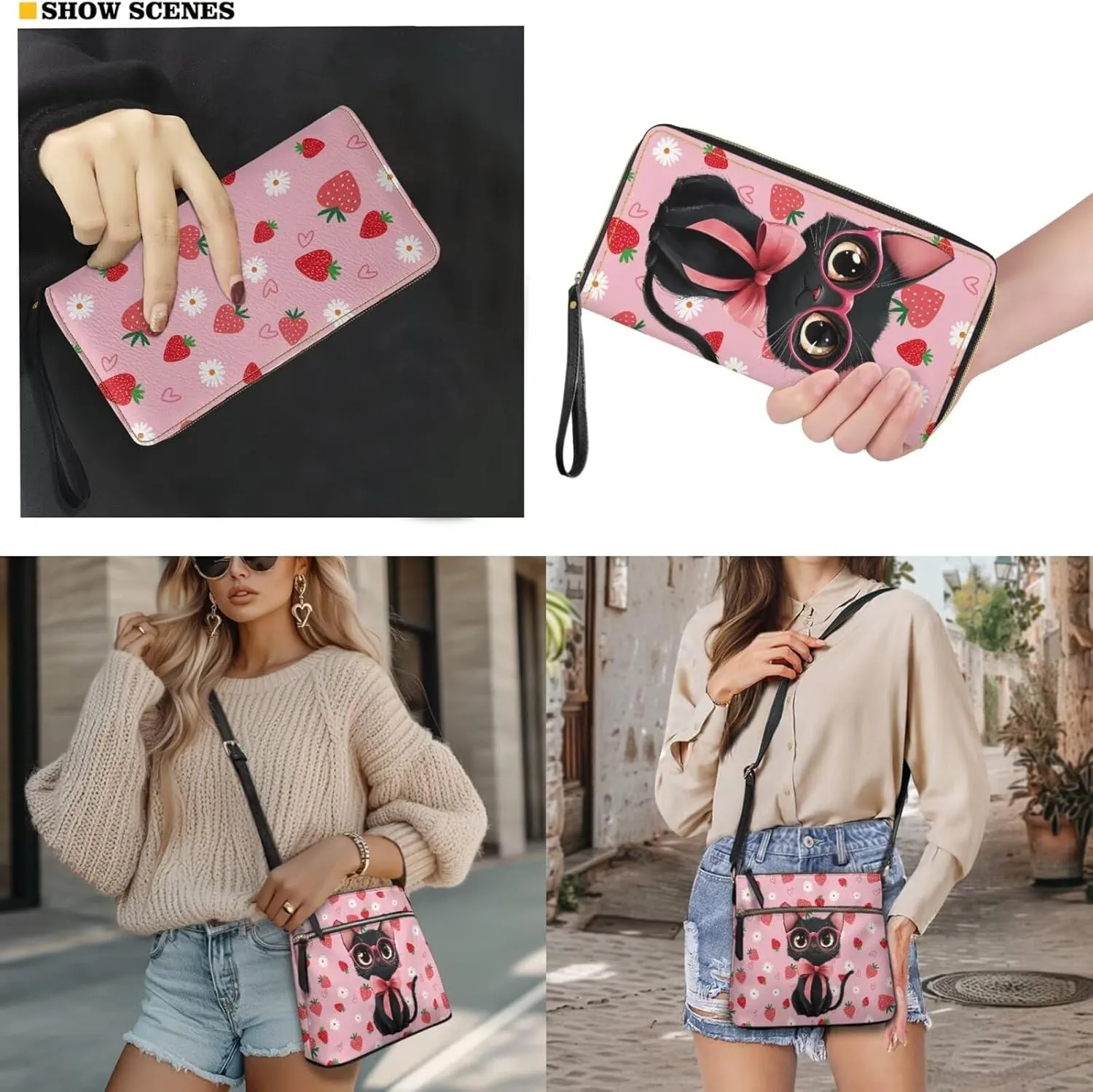Crossbody Purses 2Pcs, Fashion Crossbody Messenger Bags with a Small Wallet Portable Easy to Carry for Travel