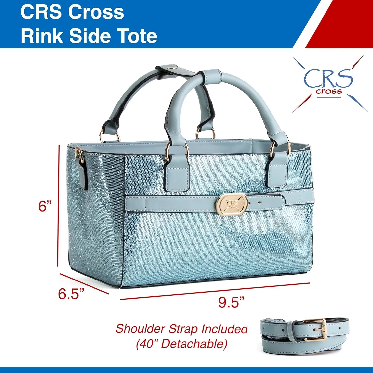 CRS Cross Rink Side Tote. Ice Skating Accessory Bag for Figure Skating, Roller and Inline Skaters, Ballet, Dance and Cheer. Organizes Guards, Water Bottle, Tissues, Phone.
