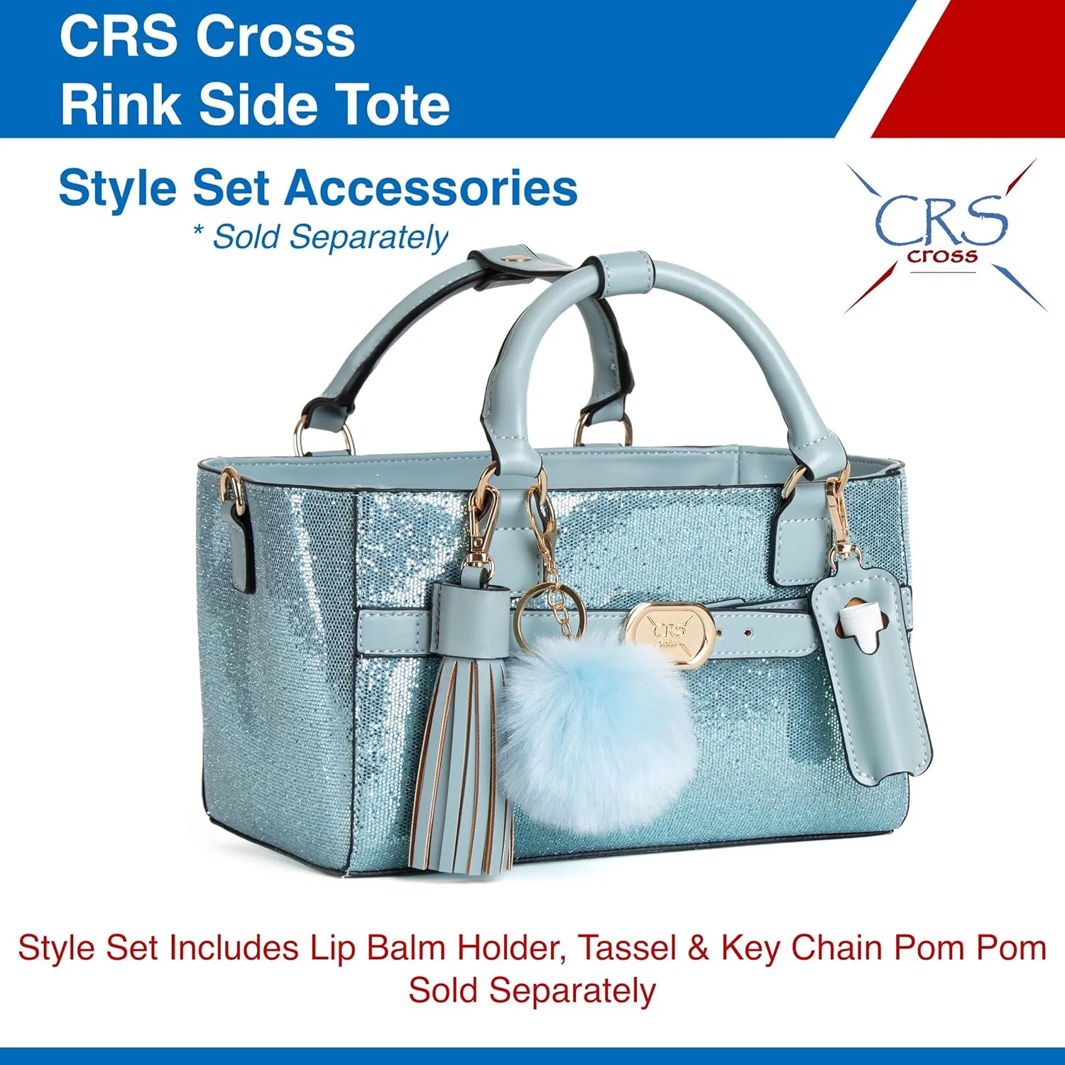 CRS Cross Rink Side Tote. Ice Skating Accessory Bag for Figure Skating, Roller and Inline Skaters, Ballet, Dance and Cheer. Organizes Guards, Water Bottle, Tissues, Phone.