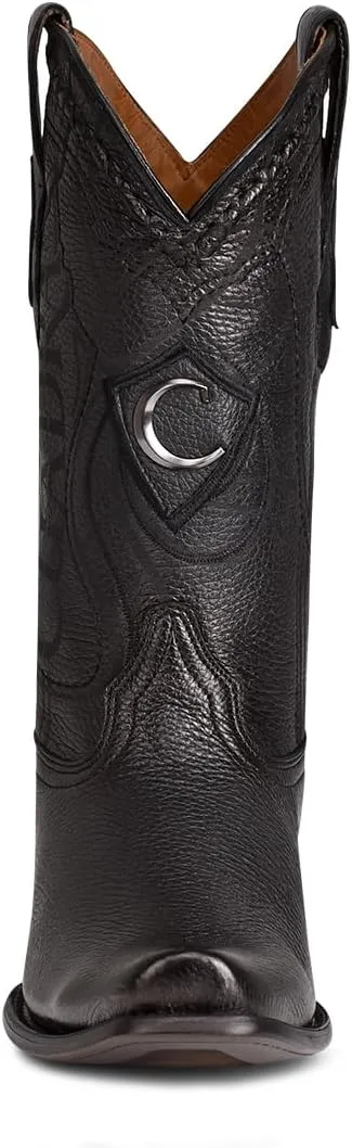 Cuadra Men's Cowboy Boot in Genuine Deer Leather Black