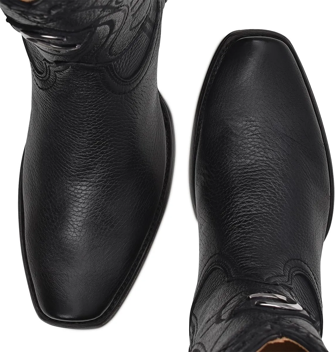 Cuadra Men's Cowboy Boot in Genuine Deer Leather Black