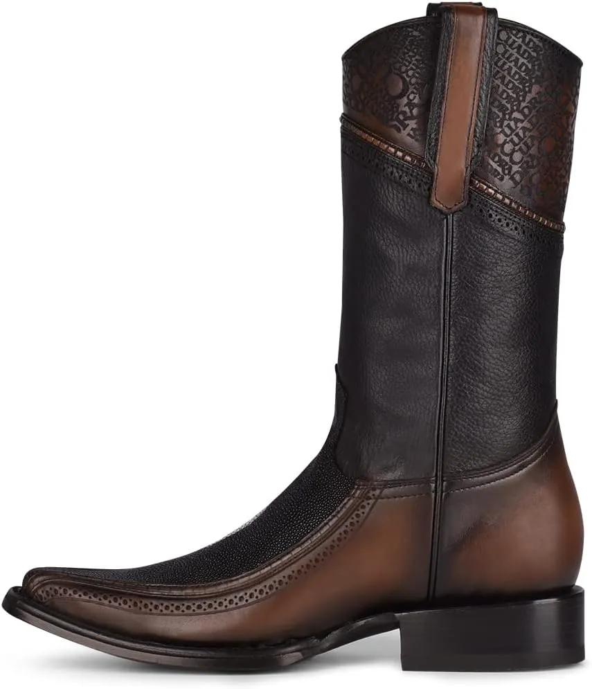 Cuadra Men's Cowboy boot in Genuine Stingray Leather Black