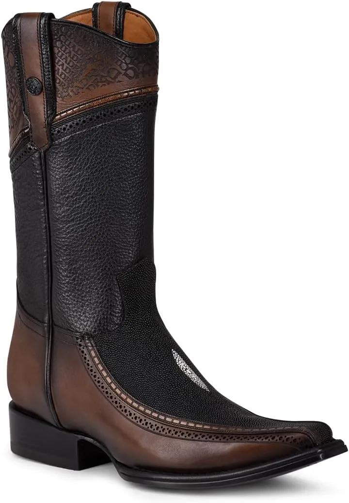 Cuadra Men's Cowboy boot in Genuine Stingray Leather Black