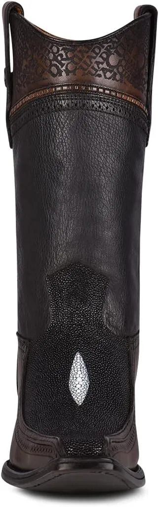 Cuadra Men's Cowboy boot in Genuine Stingray Leather Black