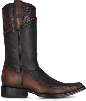 Cuadra Men's Cowboy boot in Genuine Stingray Leather Black