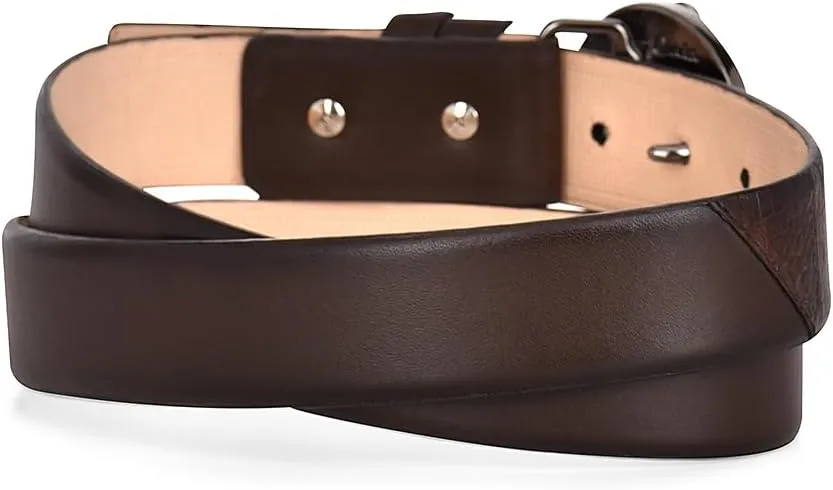 Cuadra Men's Dress Belt in Genuine Ostrich Leg Leather Brown