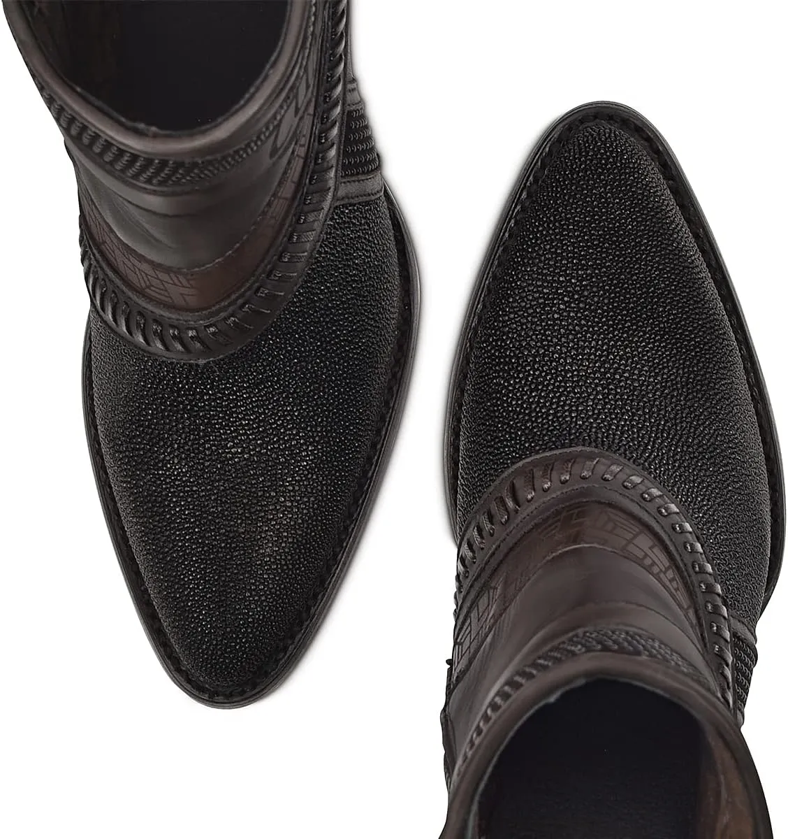 Cuadra Women's Bootie in Genuine Stingray Leather with Zipper Black, 3F86MA