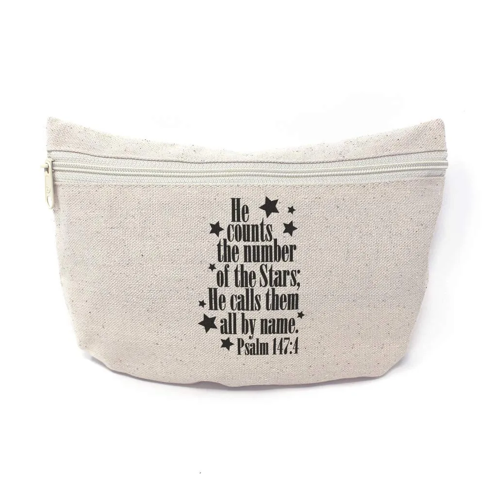Custom Canvas Makeup Bag He Counts Number Stars Calls Them by Name School Supplies Pencil Canvas Tote Pouch 9x6 Inches Natural Design Only