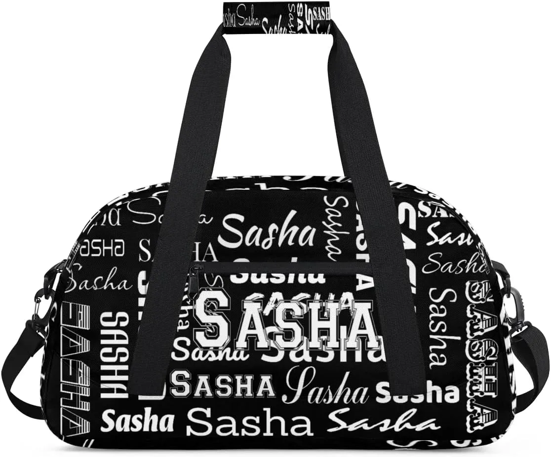 Custom Initial Dance Bag Gym Bag for Women, Monogrammed Personalized Sport Duffel Bag Weekender Bags Travel Duffel Bag Black Ballet Bags