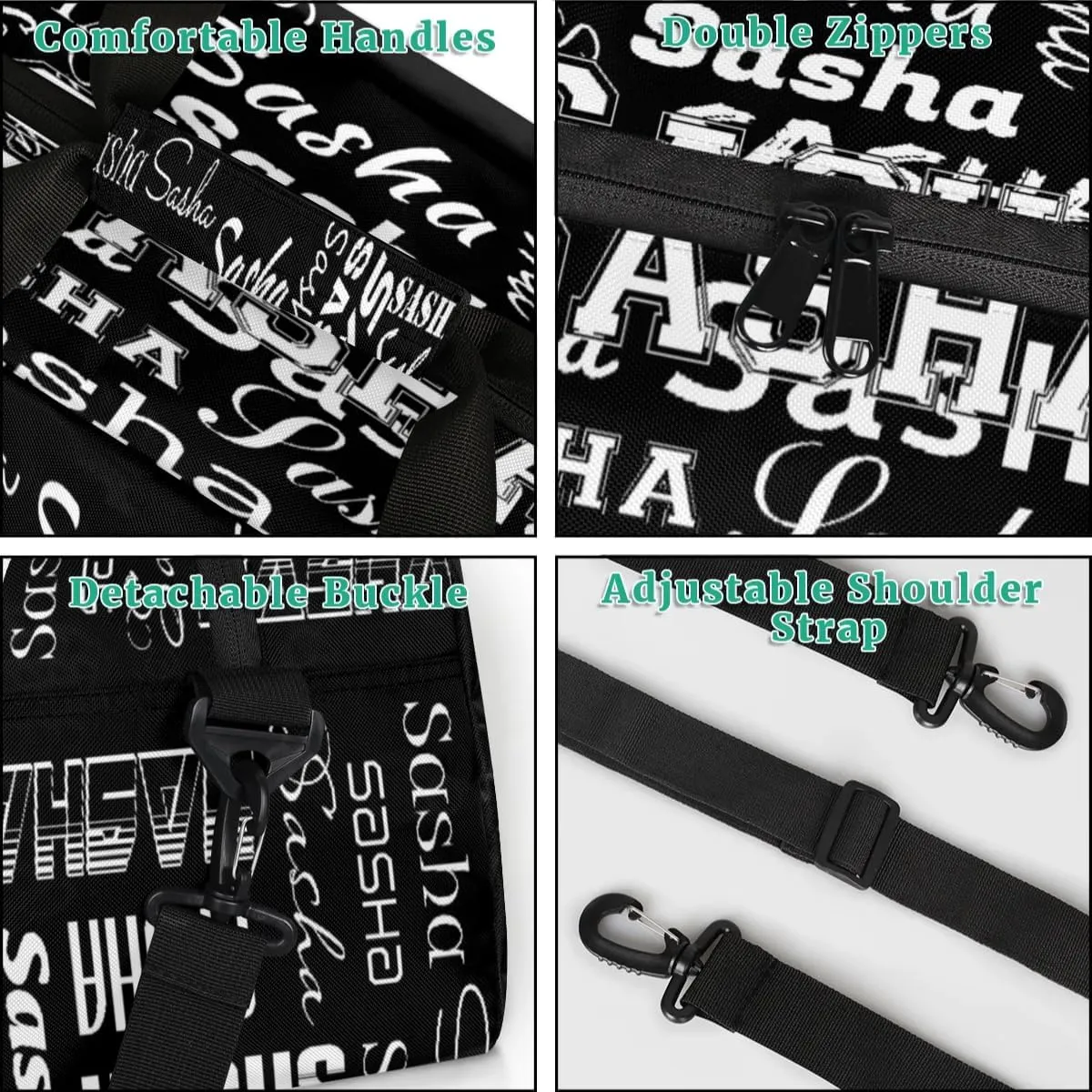 Custom Initial Dance Bag Gym Bag for Women, Monogrammed Personalized Sport Duffel Bag Weekender Bags Travel Duffel Bag Black Ballet Bags