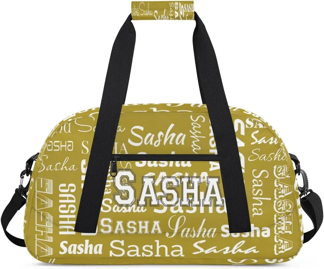 Custom Initial Dance Bag Gym Bag for Women, Monogrammed Personalized Sport Duffel Bag Weekender Bags Travel Duffel Bag Brown Ballet Bags