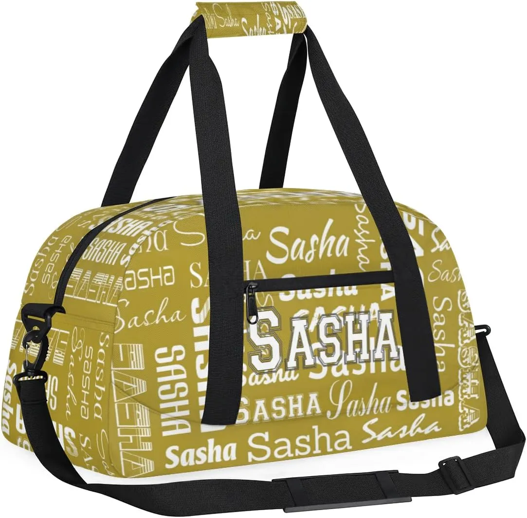 Custom Initial Dance Bag Gym Bag for Women, Monogrammed Personalized Sport Duffel Bag Weekender Bags Travel Duffel Bag Brown Ballet Bags