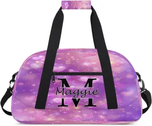 Custom Initial Duffel Bag with Name, Monogrammed Personalized Sports Gym Bags, Lightweight Custom Travel Overnight Weekender Bag, Love Clouds (Not Sequins)