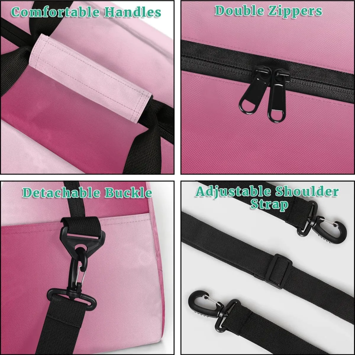 Custom Initial Letters Sports Bag with Name, Monogrammed Personalized Gym Duffel Bags, Lightweight Travel Overnight Weekender Bag Custom Gifts, Dark Pink Gradient