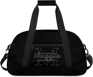 Custom Initial Sport Bag with Name, Personalized Gym Duffel Bags Personalized Gifts for Women Custom Travel Weekender Bag Monogrammed Custom Gifts, Black