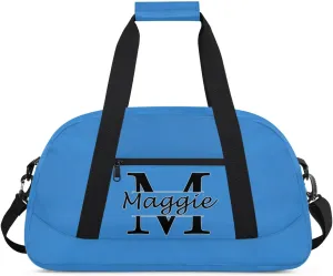 Custom Initial Sport Bag with Name, Personalized Gym Duffel Bags Personalized Gifts for Women Custom Travel Weekender Bag Monogrammed Custom Gifts, Blue