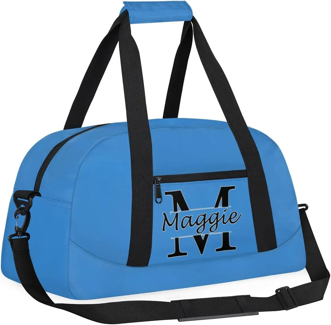 Custom Initial Sport Bag with Name, Personalized Gym Duffel Bags Personalized Gifts for Women Custom Travel Weekender Bag Monogrammed Custom Gifts, Blue