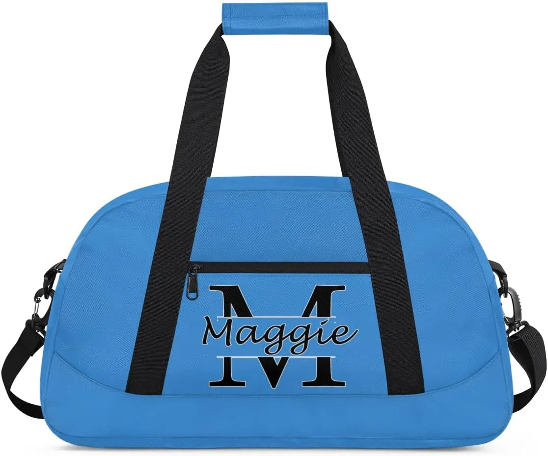 Custom Initial Sport Bag with Name, Personalized Gym Duffel Bags Personalized Gifts for Women Custom Travel Weekender Bag Monogrammed Custom Gifts, Blue