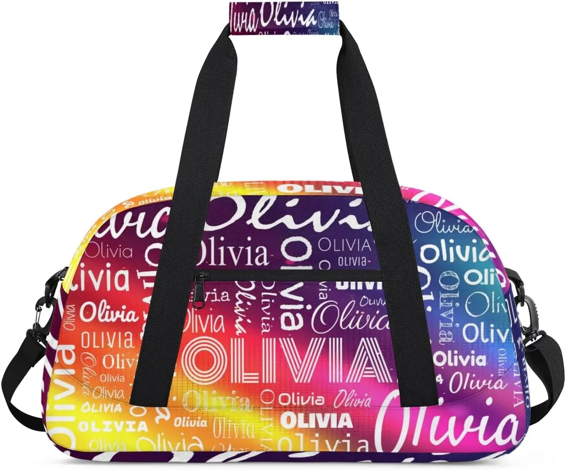 Custom Initial Sport Bags, Personalized Name Dance Gym Duffel Bags Personalized Gifts Custom Travel Weekender Bag Monogrammed, Cobalt Blue Gradient