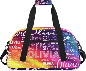 Custom Initial Sport Bags, Personalized Name Dance Gym Duffel Bags Personalized Gifts Custom Travel Weekender Bag Monogrammed, Cobalt Blue Gradient