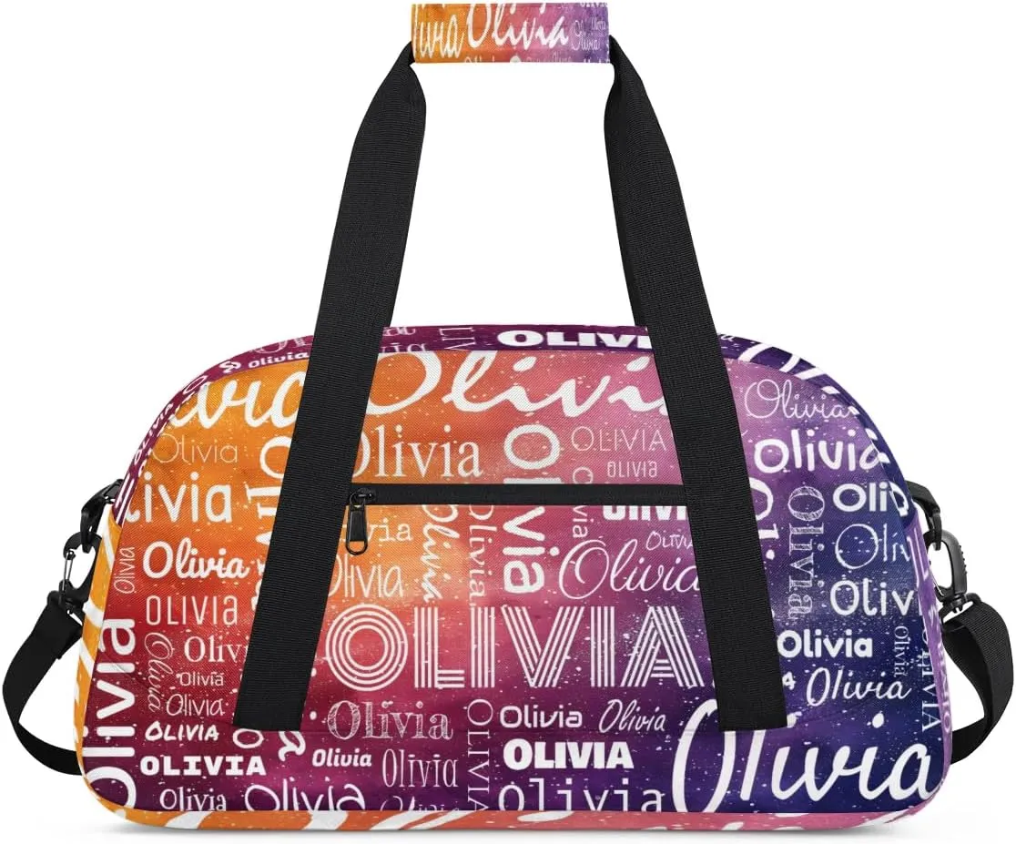 Custom Initial Sport Bags, Personalized Name Dance Gym Duffel Bags Personalized Gifts Custom Travel Weekender Bag Monogrammed, Green Yellow Gradient