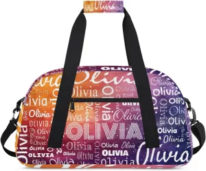 Custom Initial Sport Bags, Personalized Name Dance Gym Duffel Bags Personalized Gifts Custom Travel Weekender Bag Monogrammed, Green Yellow Gradient
