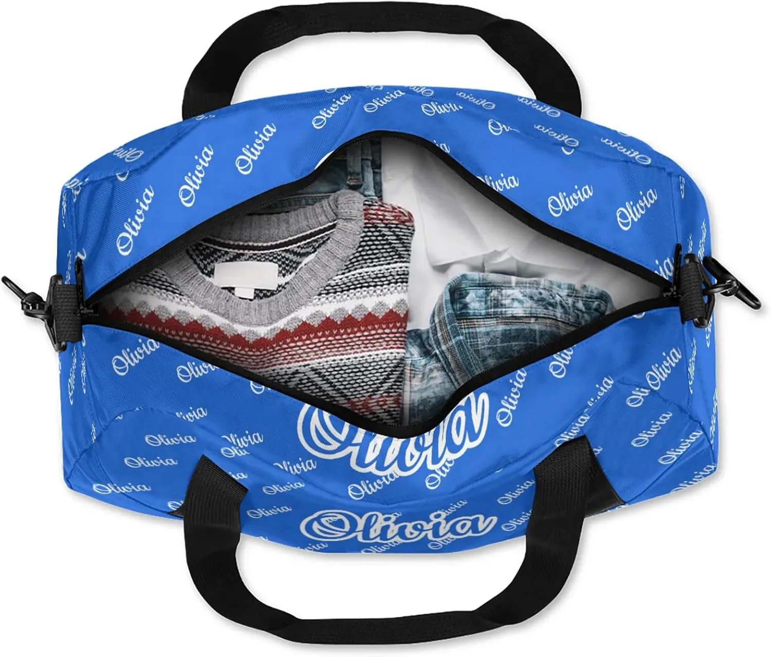 Custom Sport Duffel Bags Personalized Travel Overnight Bag Waterproof Dance Bag Lightweight Carry-On Tote for Women Men 18.5in, Blue