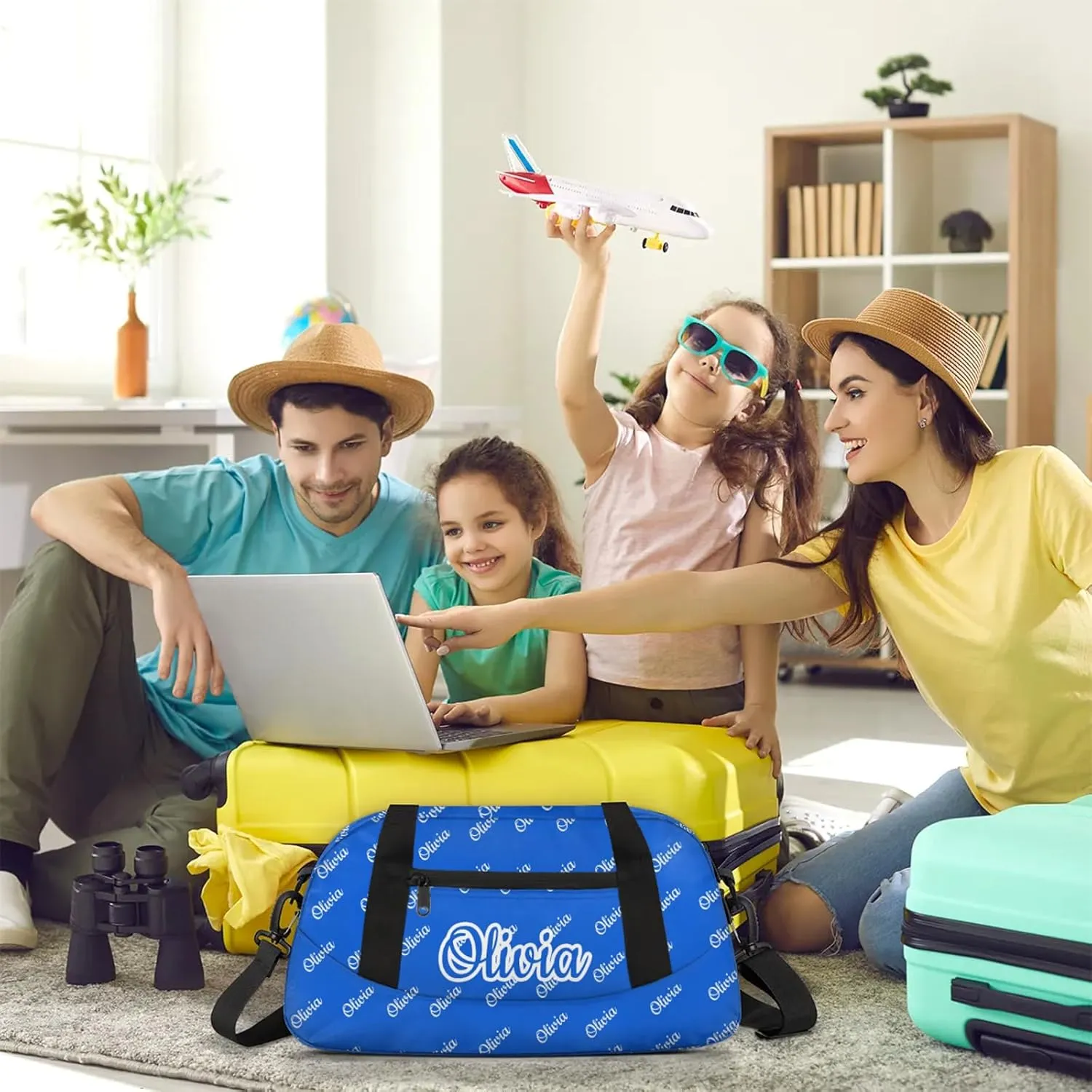 Custom Sport Duffel Bags Personalized Travel Overnight Bag Waterproof Dance Bag Lightweight Carry-On Tote for Women Men 18.5in, Blue