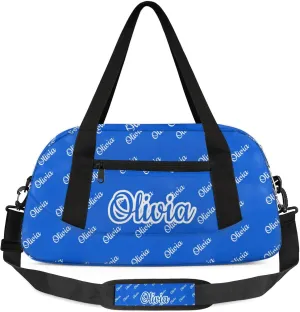 Custom Sport Duffel Bags Personalized Travel Overnight Bag Waterproof Dance Bag Lightweight Carry-On Tote for Women Men 18.5in, Blue