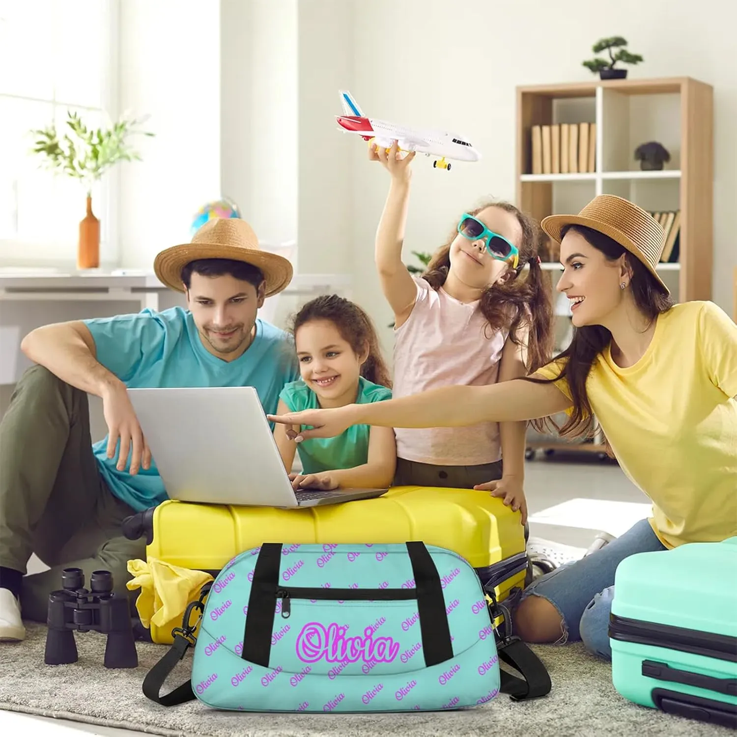 Custom Sport Duffel Bags Personalized Travel Overnight Bag Waterproof Dance Bag Lightweight Carry-On Tote for Women Men 18.5in, Mint Blue