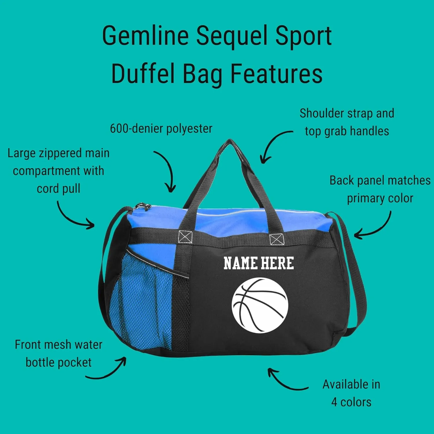 CUSTOMIZED GIRL Personalized Basketball Bag, Custom Basketball Duffle Bags - Add Your Name To This Basketball Duffle Bag Custom Basketball Bag - Score Big With Personalized Duffle Bag, Royal Blue