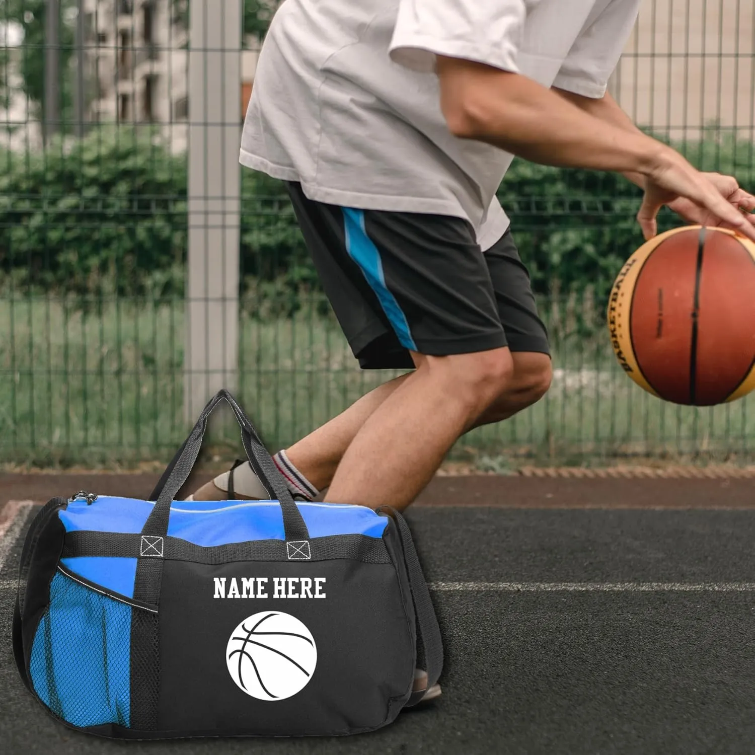 CUSTOMIZED GIRL Personalized Basketball Bag, Custom Basketball Duffle Bags - Add Your Name To This Basketball Duffle Bag Custom Basketball Bag - Score Big With Personalized Duffle Bag, Royal Blue