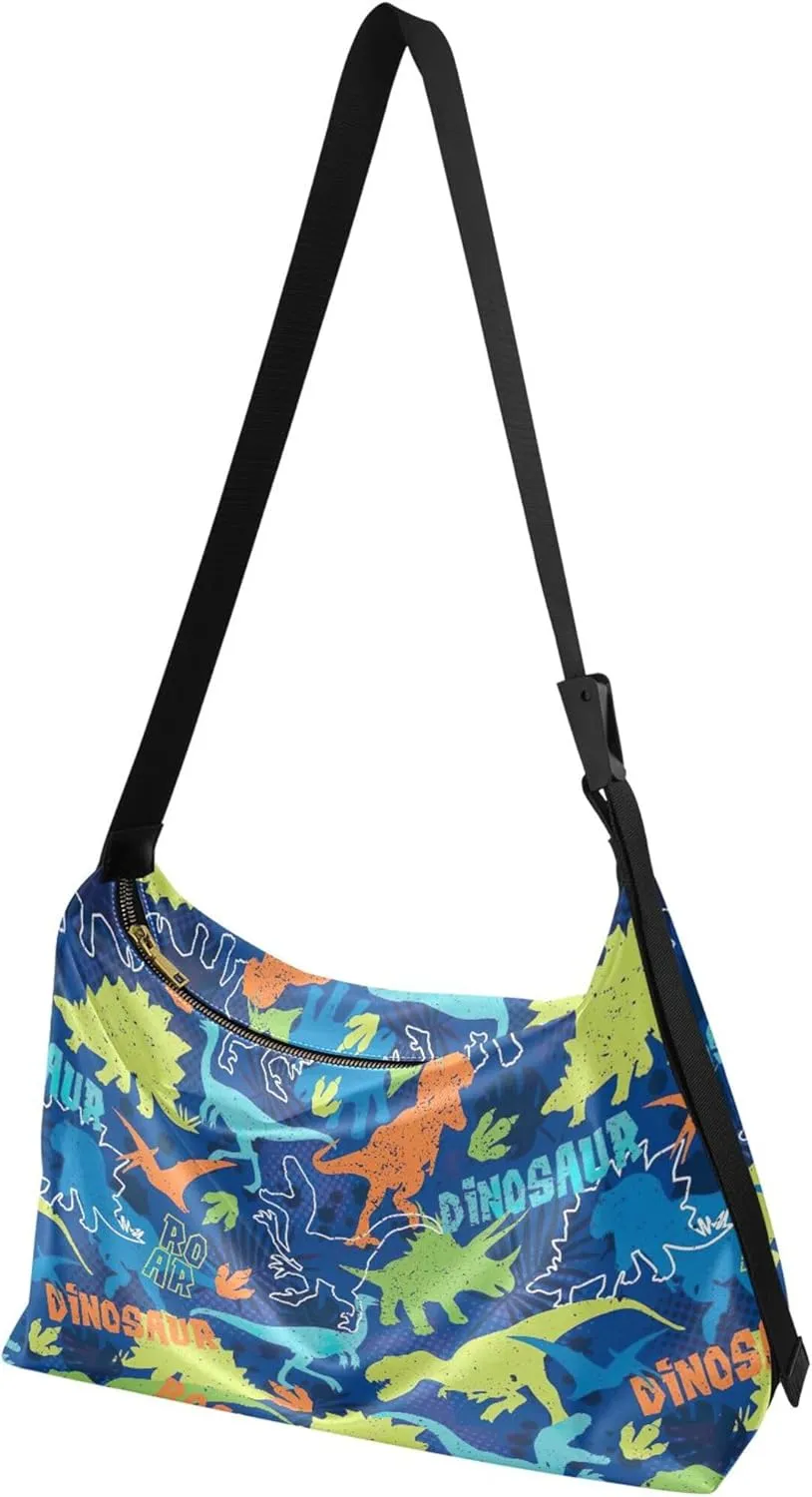 Cute Dinosaurs Watercolor Animals Leather Handbags Hobo Large Crossbody Purses Animal Print Women Purse Hobo Bags