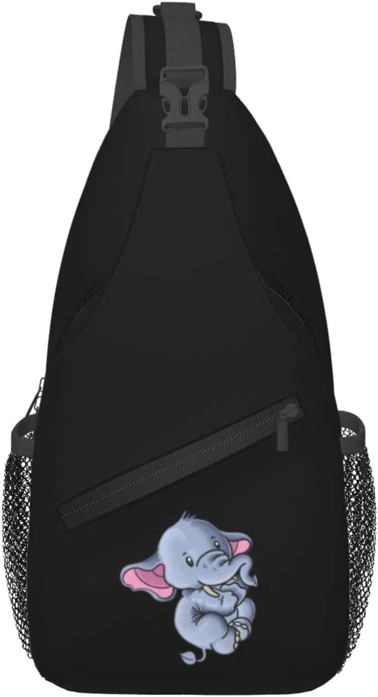 Cute Little Elephant Crossbody Bags For Women Men Chest Backpack Gym Shoulder Bag Travel Outdoor Sports Casual Crossbody Bags