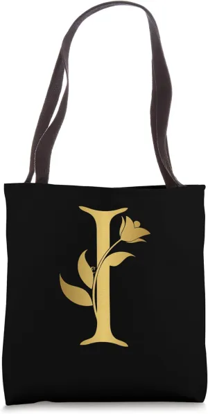 Cute Monogram Initial Coloured Letters Flowers Capital I Tote Bag