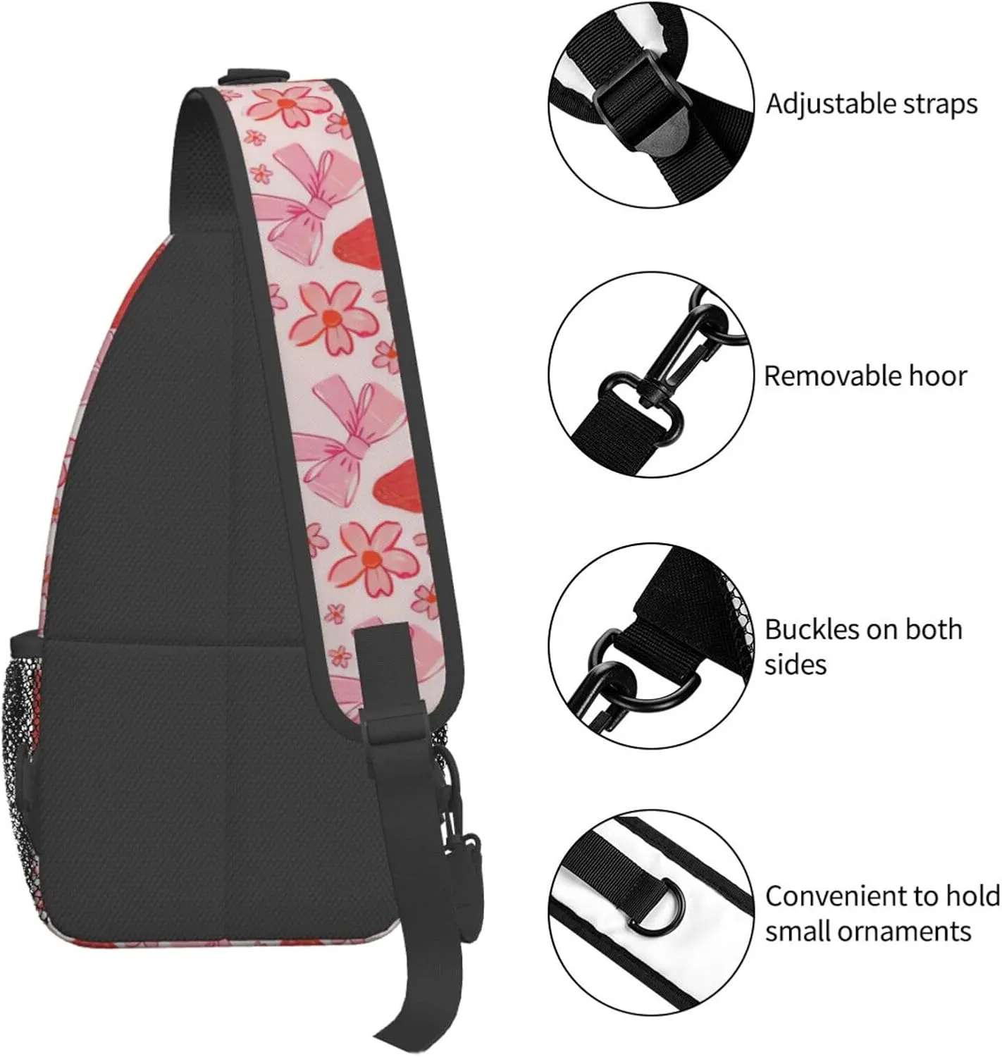 Cute Strawberry Print Sling Bags Crossbody Daypack Hiking Shoulder Strawberry Backpack for Women Men Travel Bag