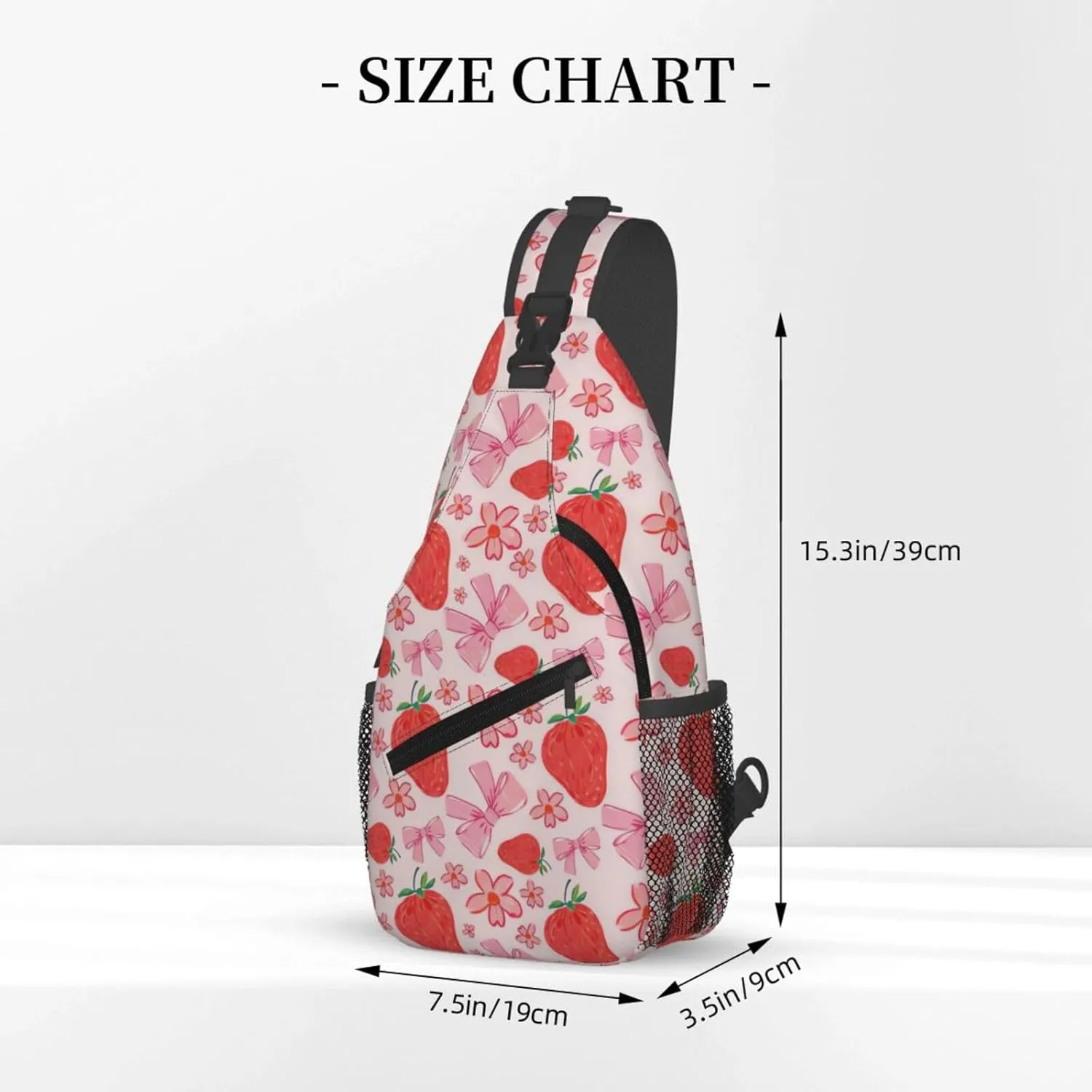 Cute Strawberry Print Sling Bags Crossbody Daypack Hiking Shoulder Strawberry Backpack for Women Men Travel Bag